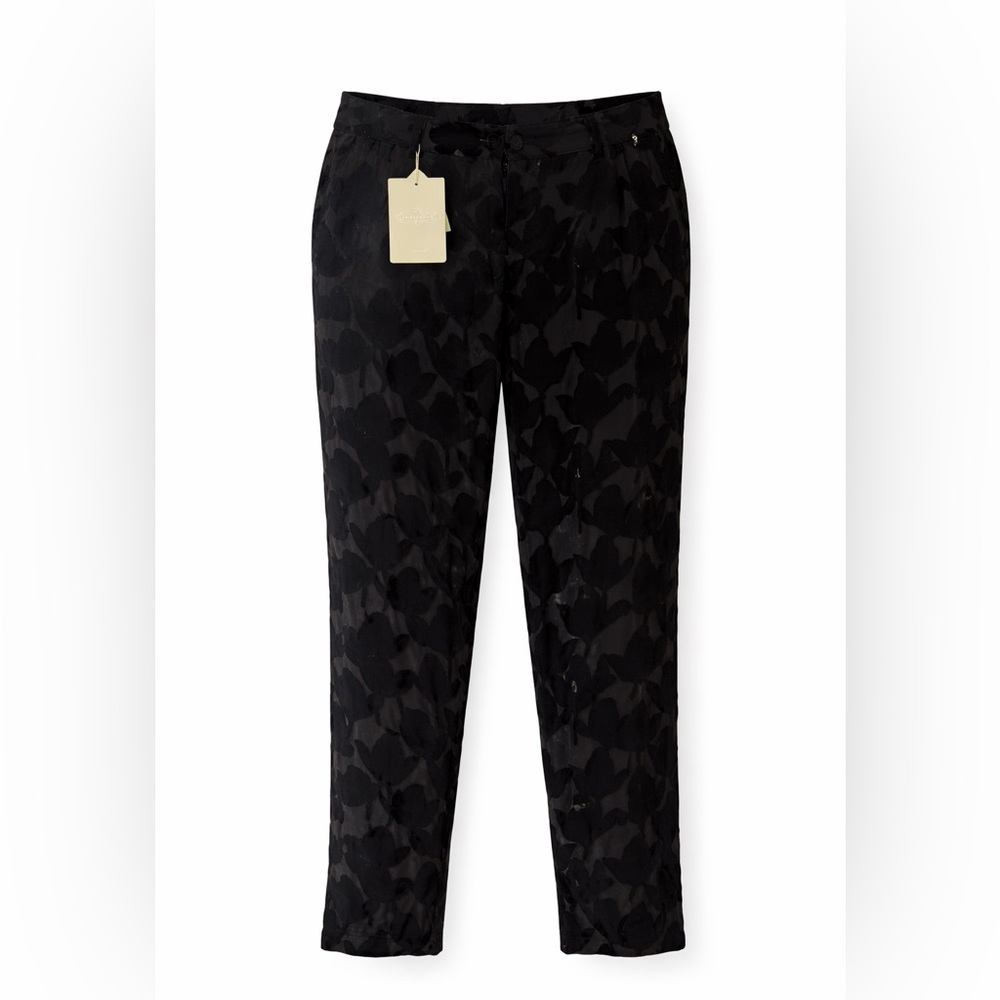 Anthropologie Black Patterned Velvet Women's Pants
